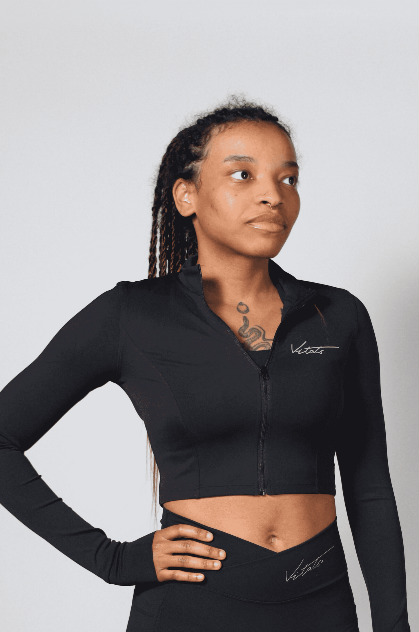 Athletic Cropped Zip-Up Jacket